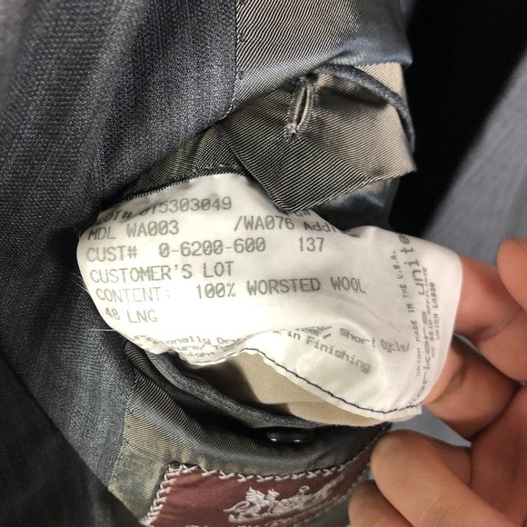 Hickey Freeman Gray Stripe Notch Lapel Wool Suit Jacket Size 48L - Picture 7 of 9